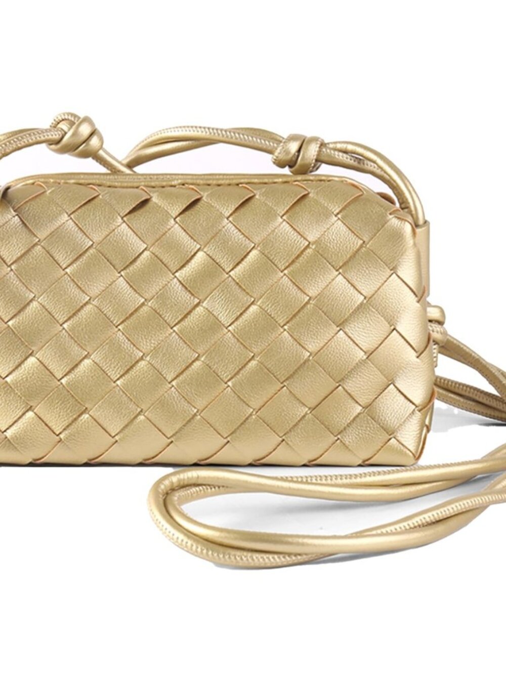Woven Crossbody Shoulderbag, Small Vegan Leather Purse